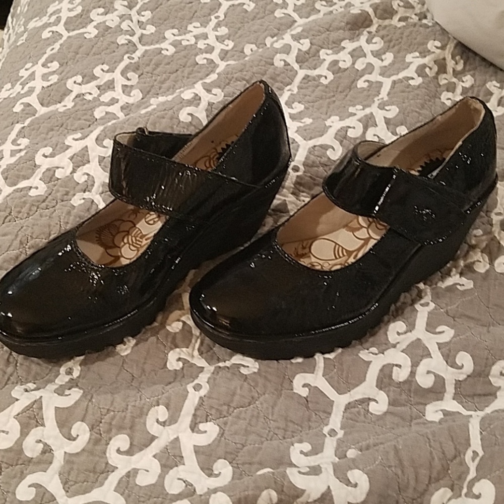 Fly London black patten mary janes